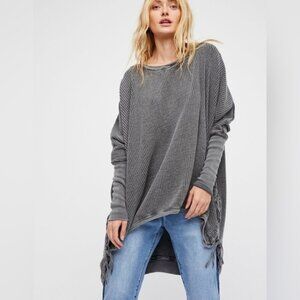 Free People FP One Interlaken‎ Tunic Waffle Oversized Grey Small